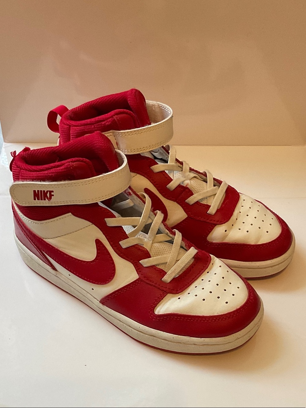 Nike Kids High-Top Sneakers in Red and White